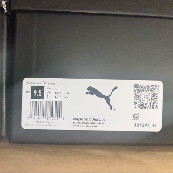 Puma Dua Lipa Platform WMNS Mayze Suede Black Blue Glow Sneakers - Picture 8 of 9
